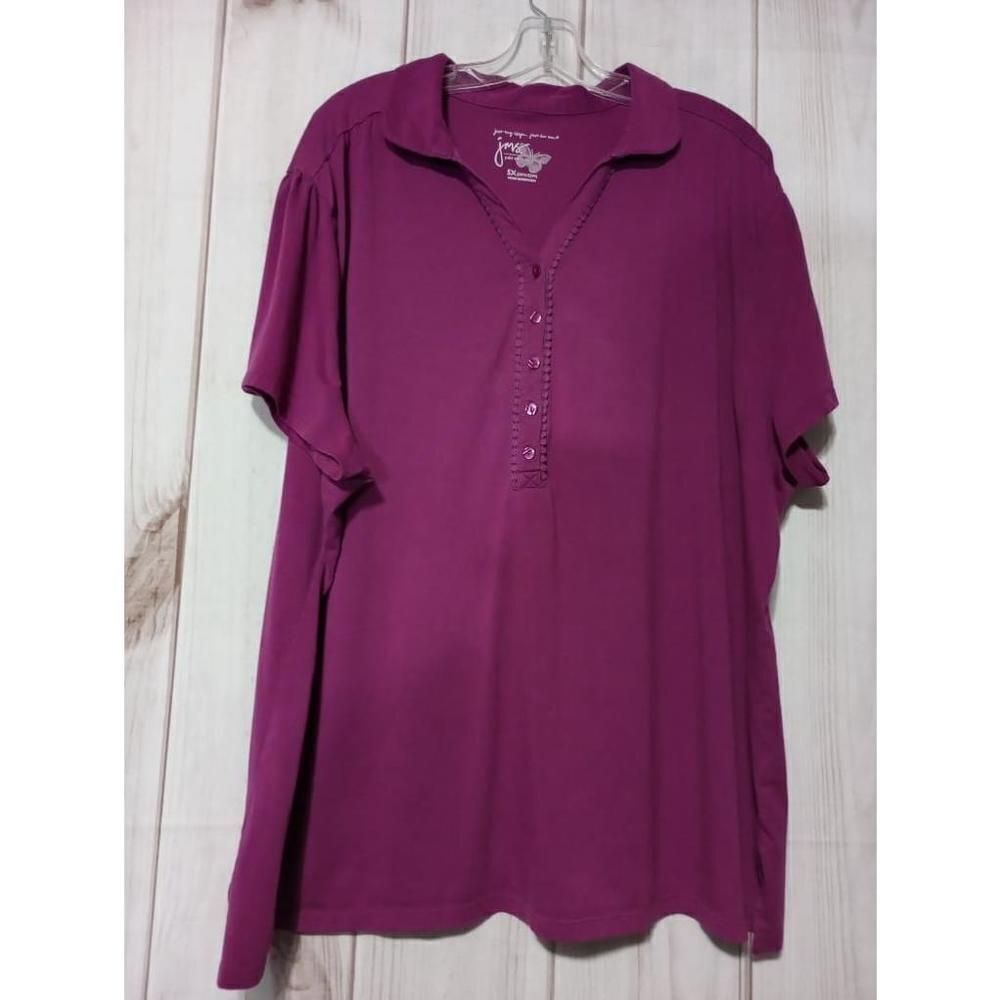 Just My Size Shirt Ladies 5x Purple‎ Short Sleeve Polo